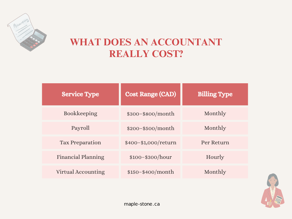 A view of accountant cost and their service type