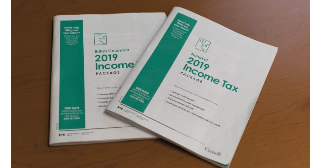 A view of two 2019 income tax file brochures